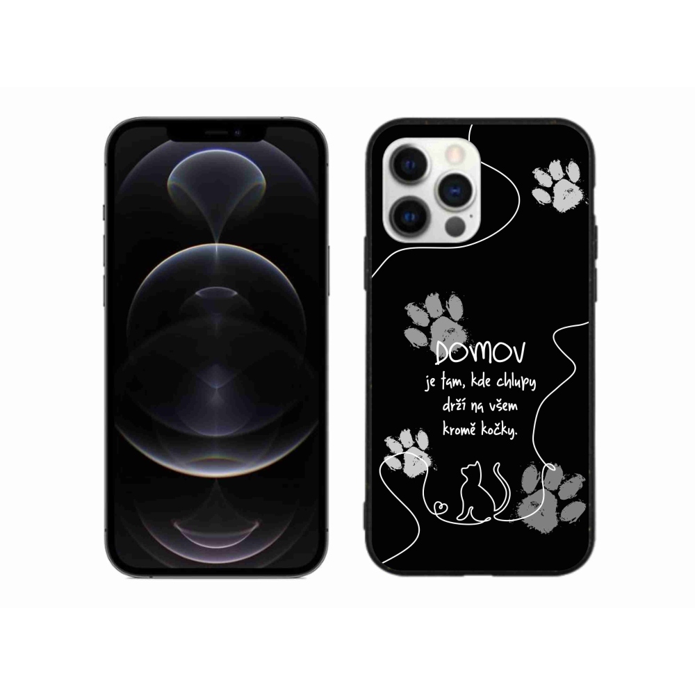 Gél borítás mmCase iPhone 12 Pro Max készülékhez - macskamotívum fekete háttér