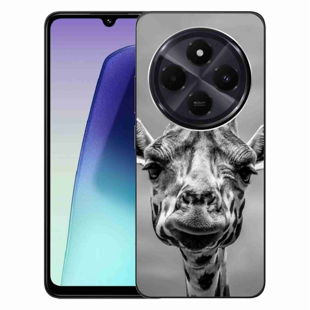 Gél borítás mmCase a Xiaomi Redmi 14C/Poco C75-hez - fekete-fehér zsiráf
