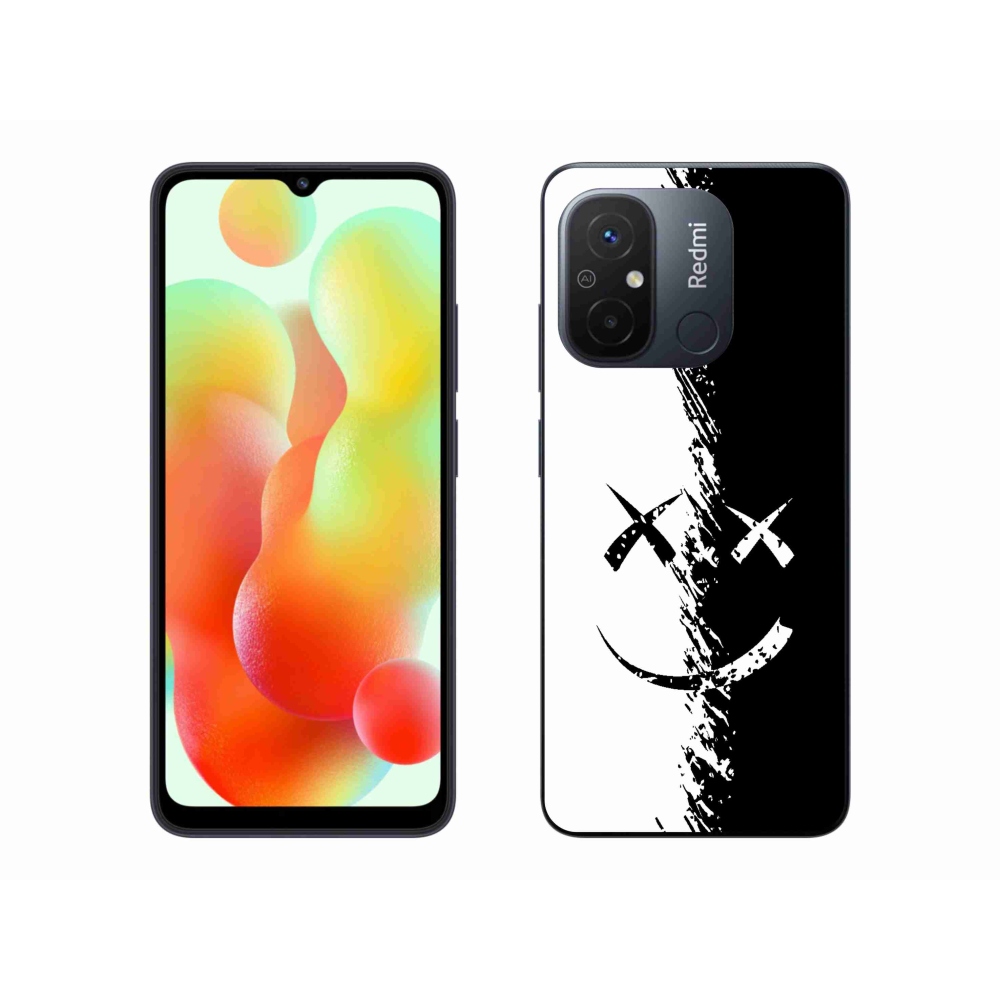 Gél borítás mmCase a Xiaomi Redmi 12C-hez - fekete-fehér mosolygó