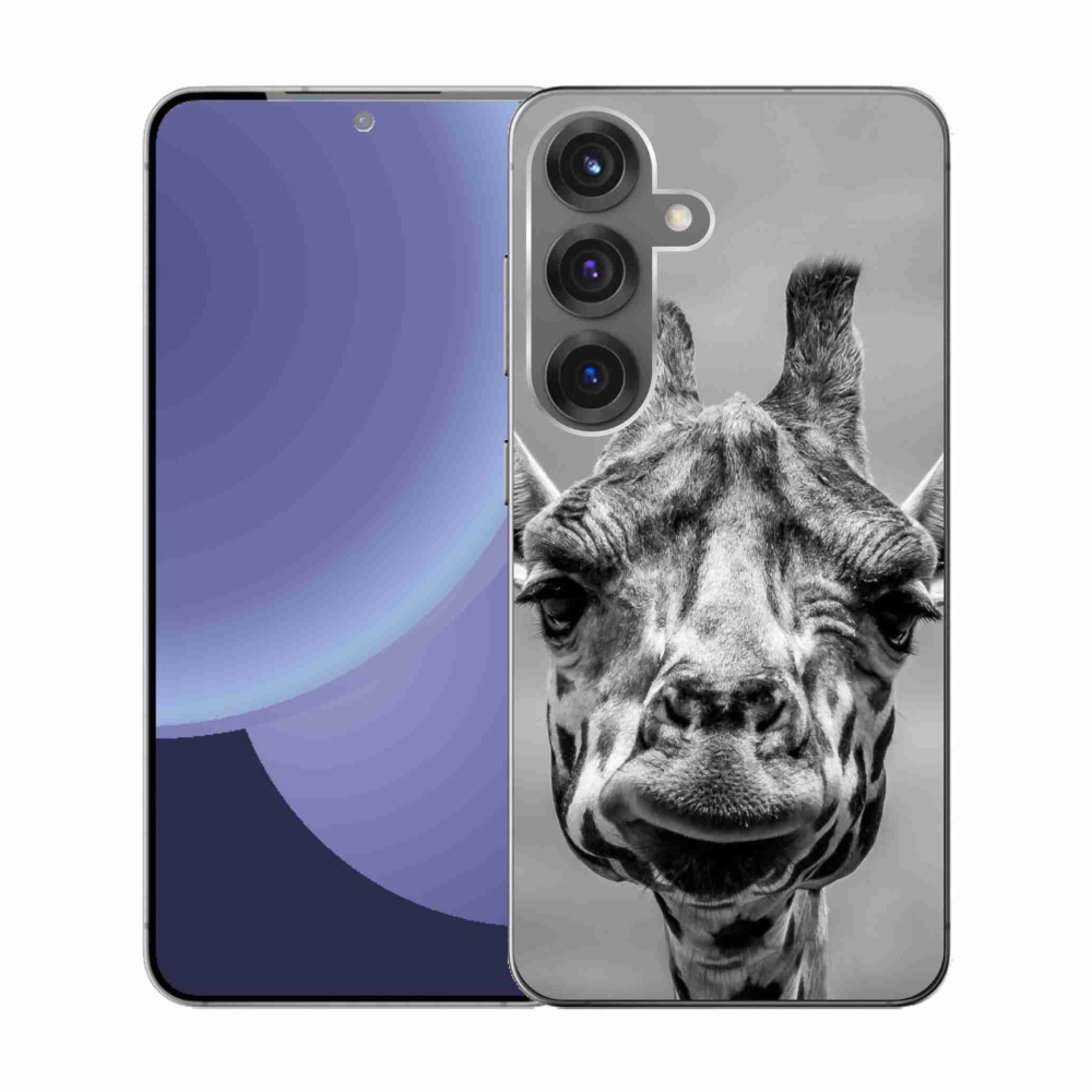 Zselés borítás mmCase Samsung Galaxy S25 készülékhez - fekete-fehér zsiráf