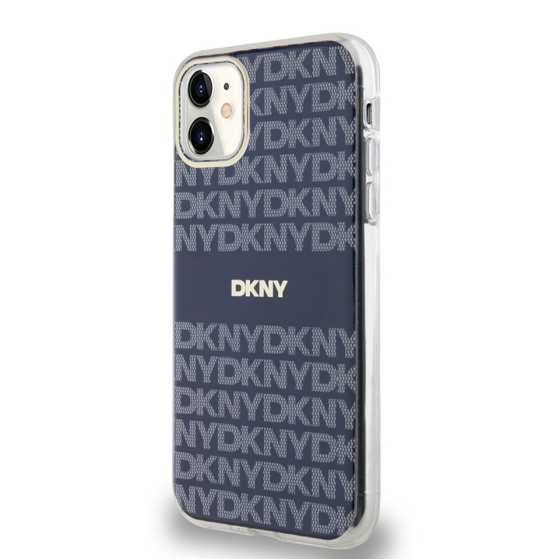 DKNY PC/TPU ismétlődő mintás tonális csíkos Magsafe hátlap iPhone 11 kékhez
