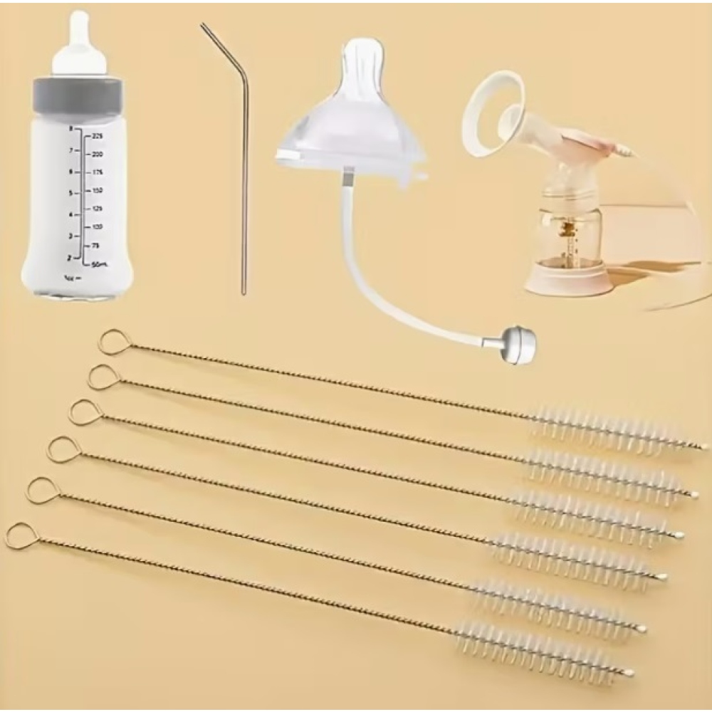 5 darabos szívószálas tisztítókefe készlet rozsdamentes acél nyéllel