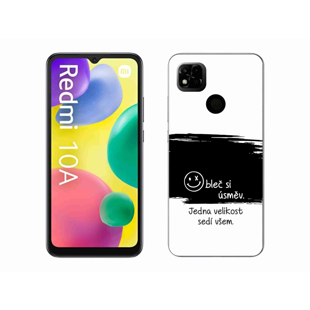 Gél borító mmCase a Xiaomi Redmi 10A számára - vicces szöveg 8 fekete és fehér háttérrel