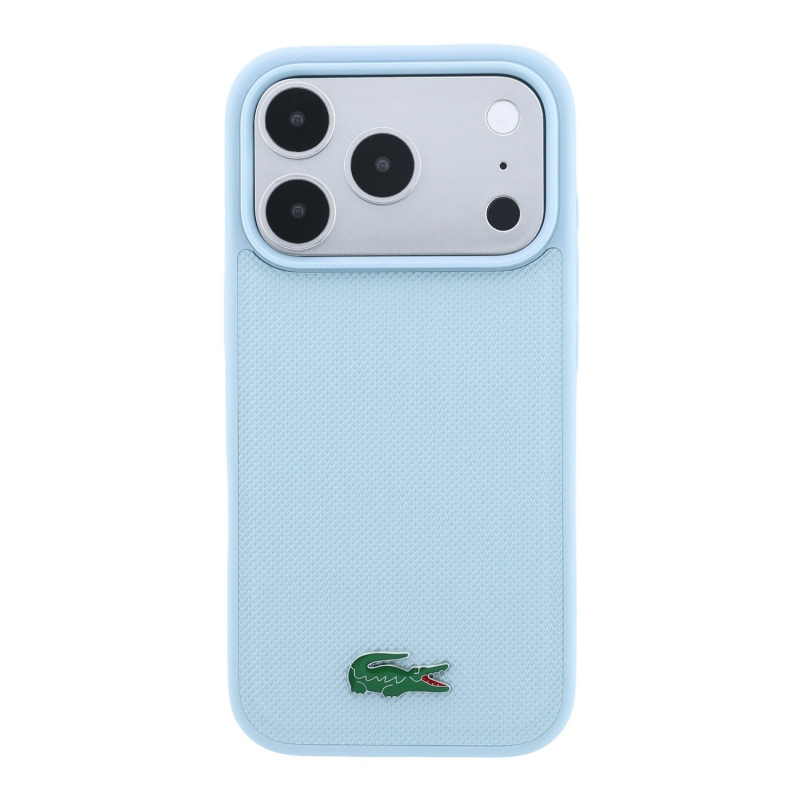 Lacoste PVC Iconic Petit Pique fém logós MagSafe hátsó tok iPhone 18 Pro Max-hoz, kék