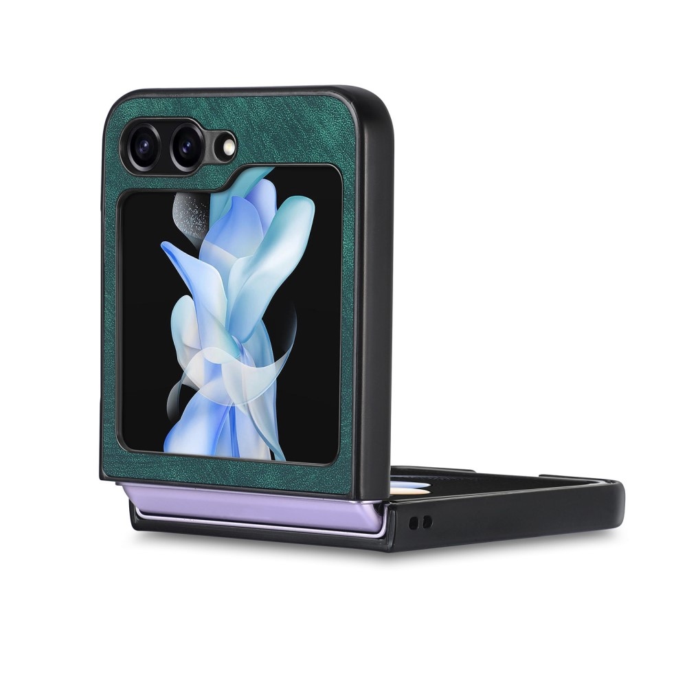 Vintage műanyag borító műbőrrel Samsung Galaxy Z Flip6 5G - zöld