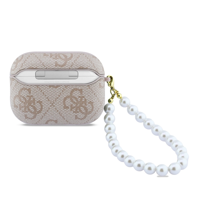 Guess PU 4G Classic Logo Pearl szíjas tok AirPods Pro 3-hoz, rózsaszín