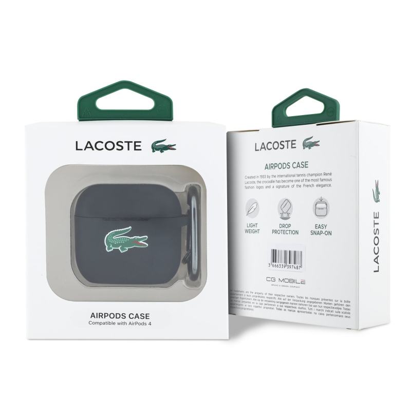 Lacoste Liquid szilikon krokodil logós tok AirPods 4 fekete színhez