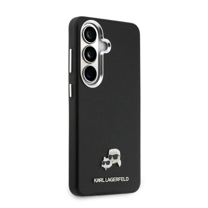Karl Lagerfeld szemcsés PU bőr K&CH Heads mágneses hátlap Samsung Galaxy S26-hoz Fekete