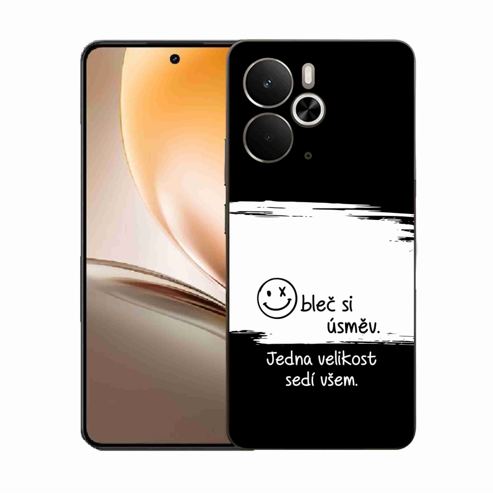 Gél borító mmCase a Realme 14 5G/14T 5G készülékhez - vicces szöveg 8 fekete és fehér háttérrel