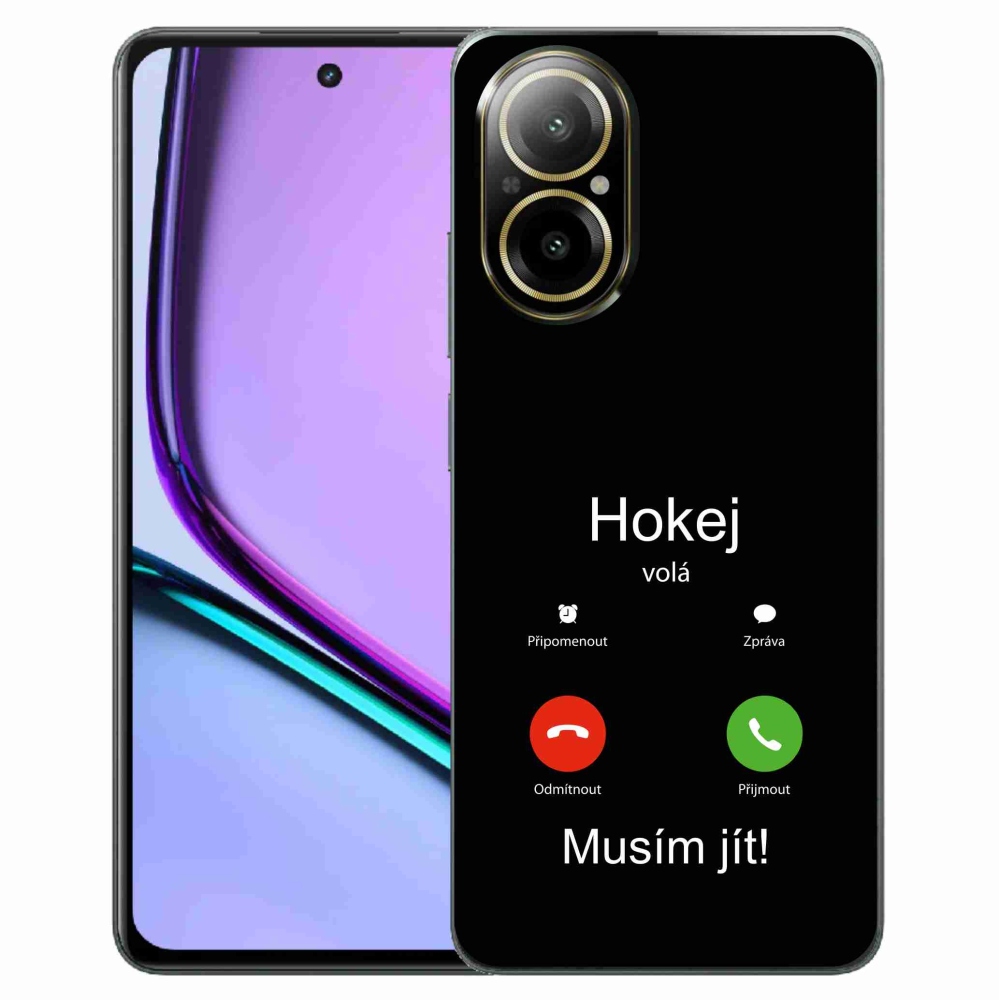 Gél borítás mmCase a Realme C67-en - hoki hívások fekete háttérrel