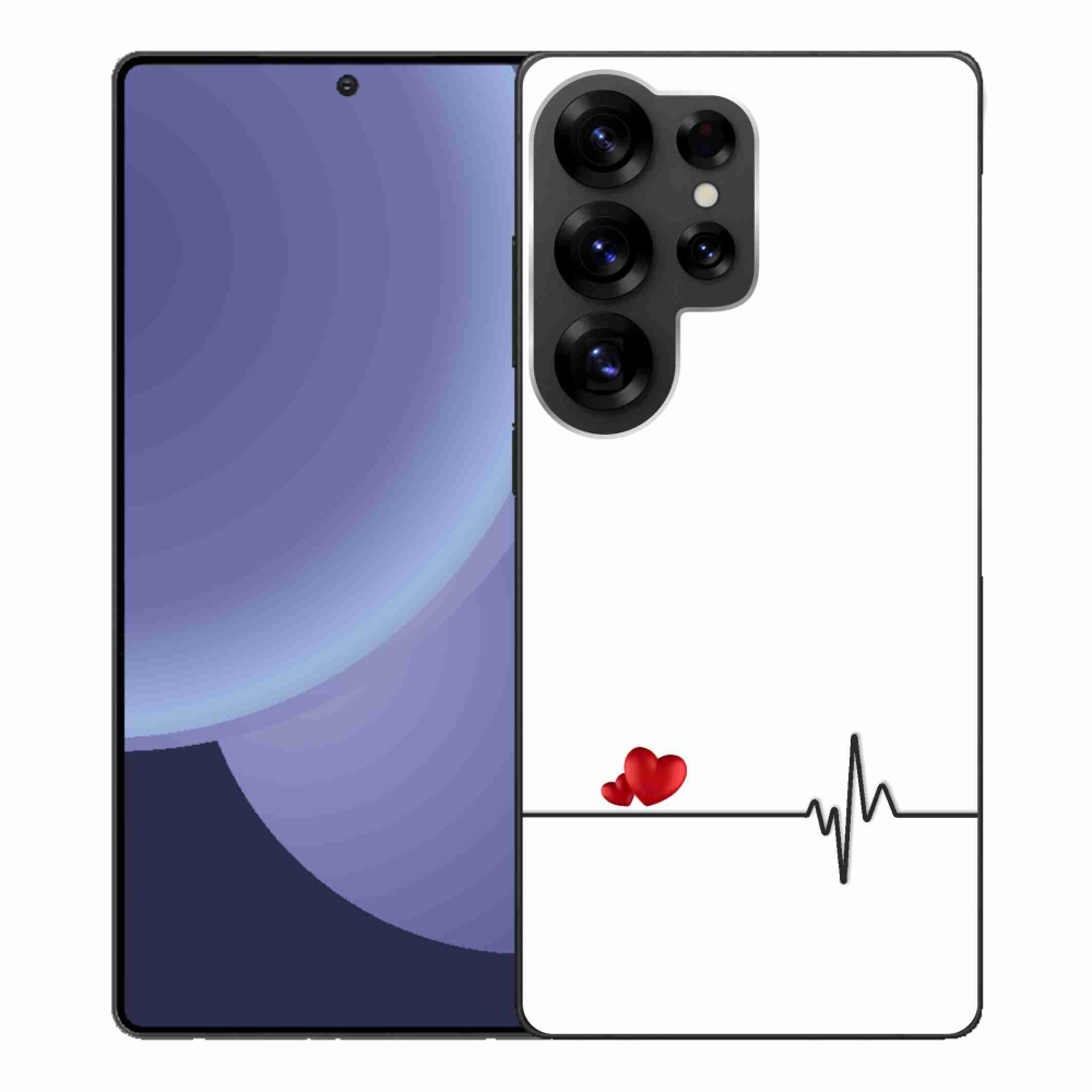 Gél borító mmCase Samsung Galaxy S25 Ultra - szív és szívverés fehér háttérrel