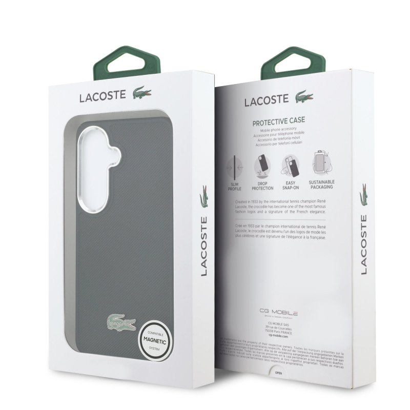 Lacoste Petit Pique fém logós mágneses hátlap Samsung Galaxy S26+ fekete