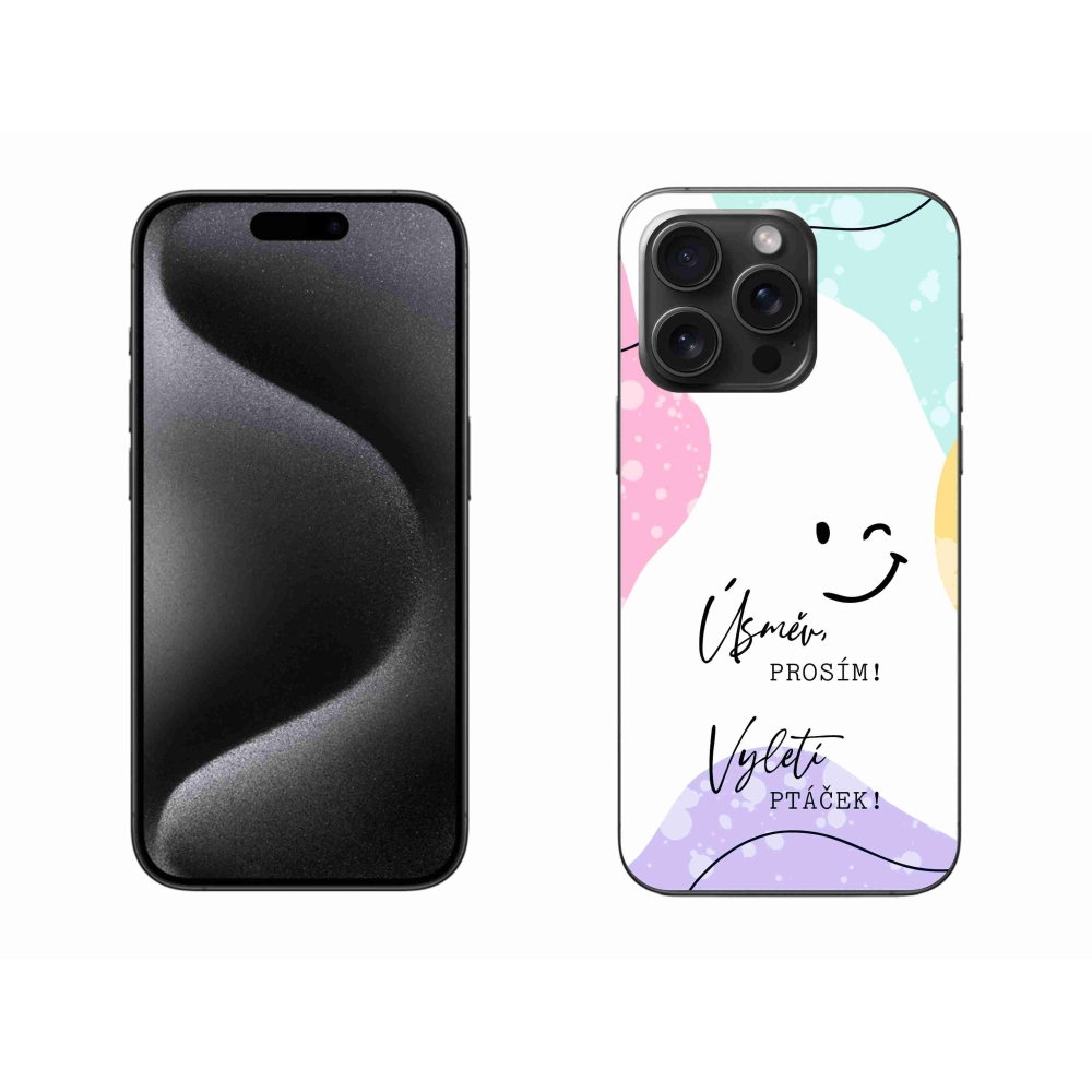 Gél borítás mmCase iPhone 15 Pro Max készülékhez - vicces szöveg 4 fehér háttér