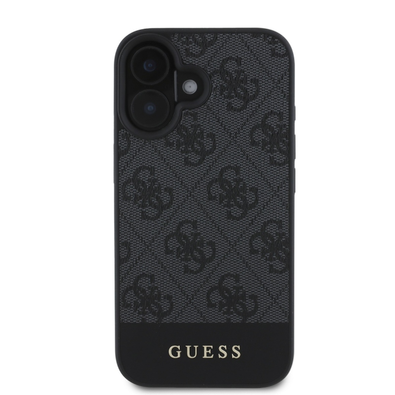 Guess PU 4G csíkos hátlap iPhone 16-hoz Szürke
