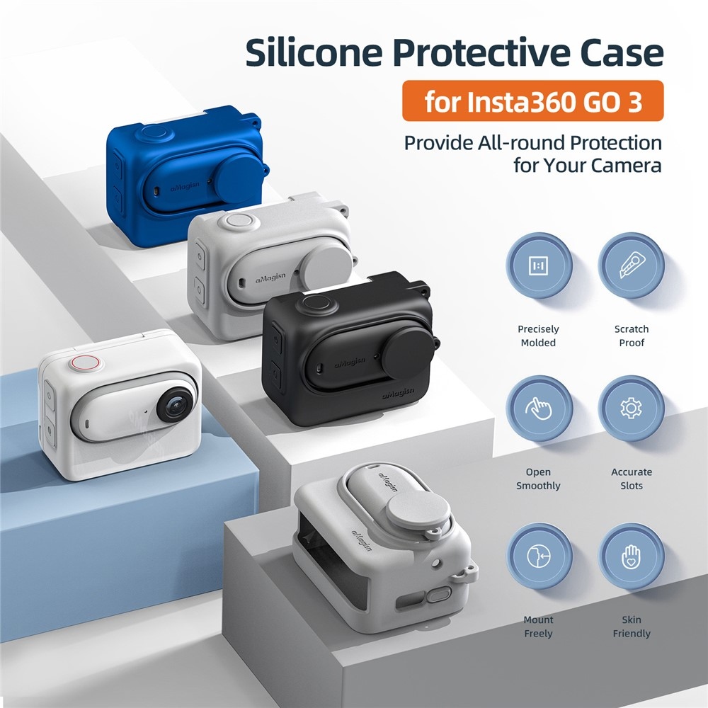 AMAGISN Szilikon Védőtok Pánttal Insta360 GO 3S-hez - Szürke