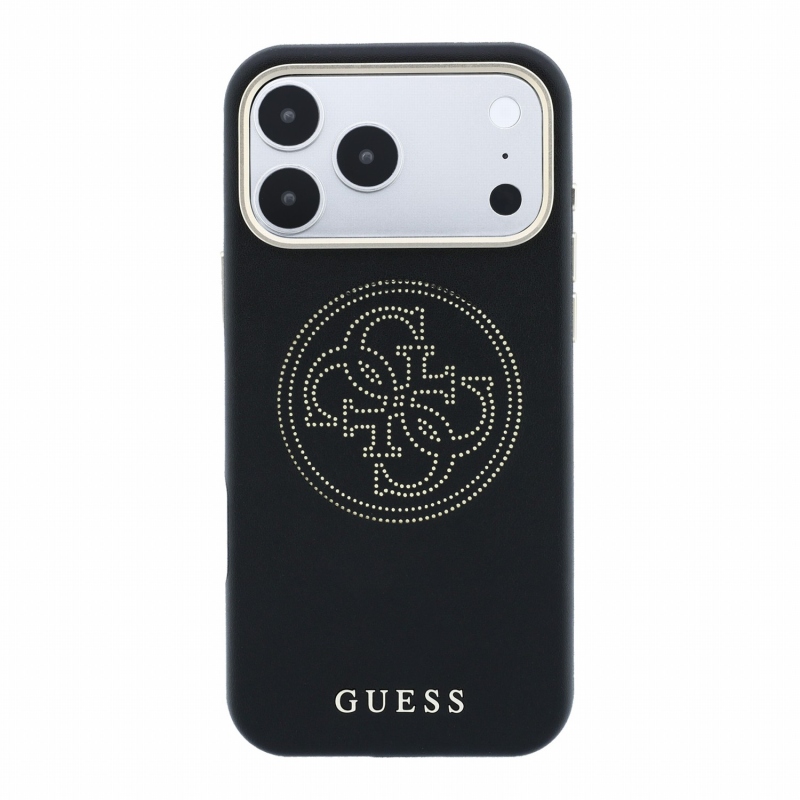 Guess PU Semi Wrap perforált 4G logós MagSafe hátsó tok iPhone 18 Pro-hoz, fekete