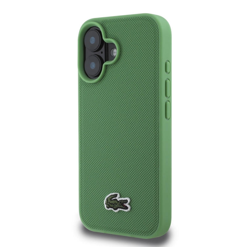 Lacoste Iconic Petit Pique Woven Logo MagSafe hátlap iPhone 16 Plus készülékhez Zöld