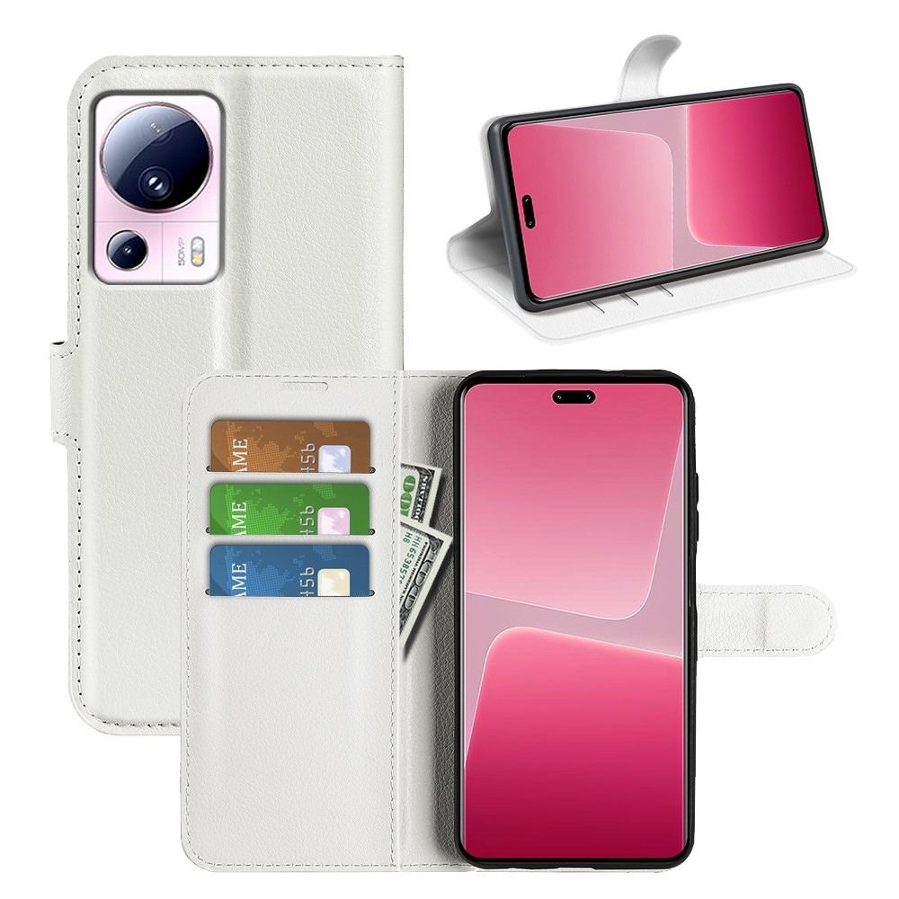 Litchi könyv tok Xiaomi 13 Lite-hoz - fehér