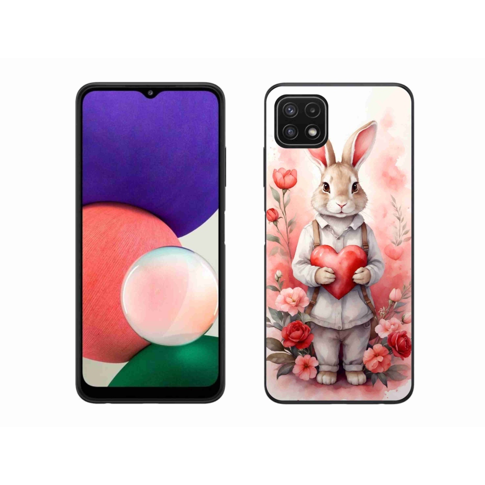 Zselés borítás mmCase Samsung Galaxy A22 5G - nyúl szívvel