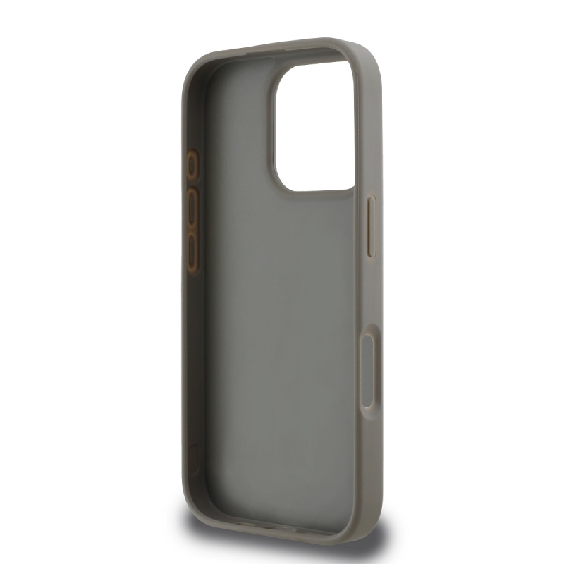 DKNY PU bőr kockás mintás és csíkos hátlapi borító iPhone 16 Pro Max bézs színűre