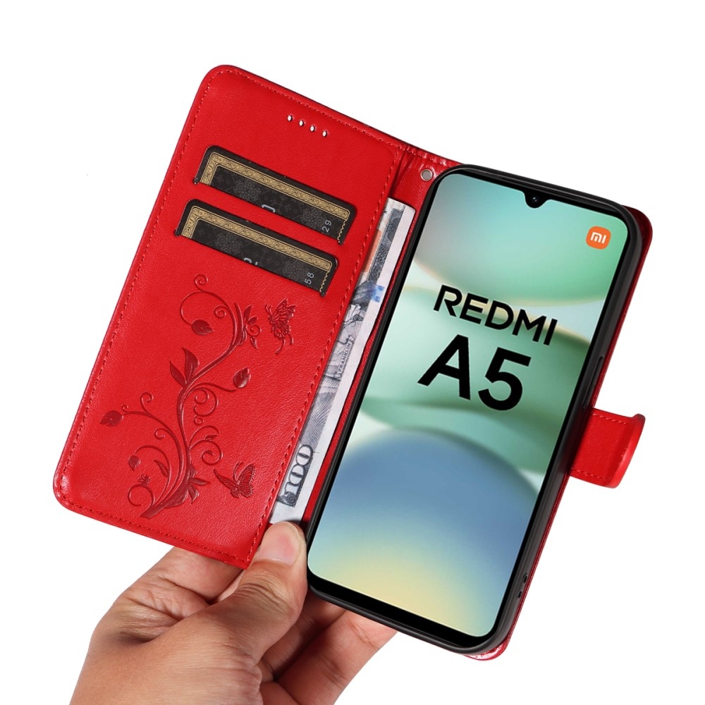Virágos könyv tok Xiaomi Redmi A5 (173.45x79.35x8.45mm) - piros