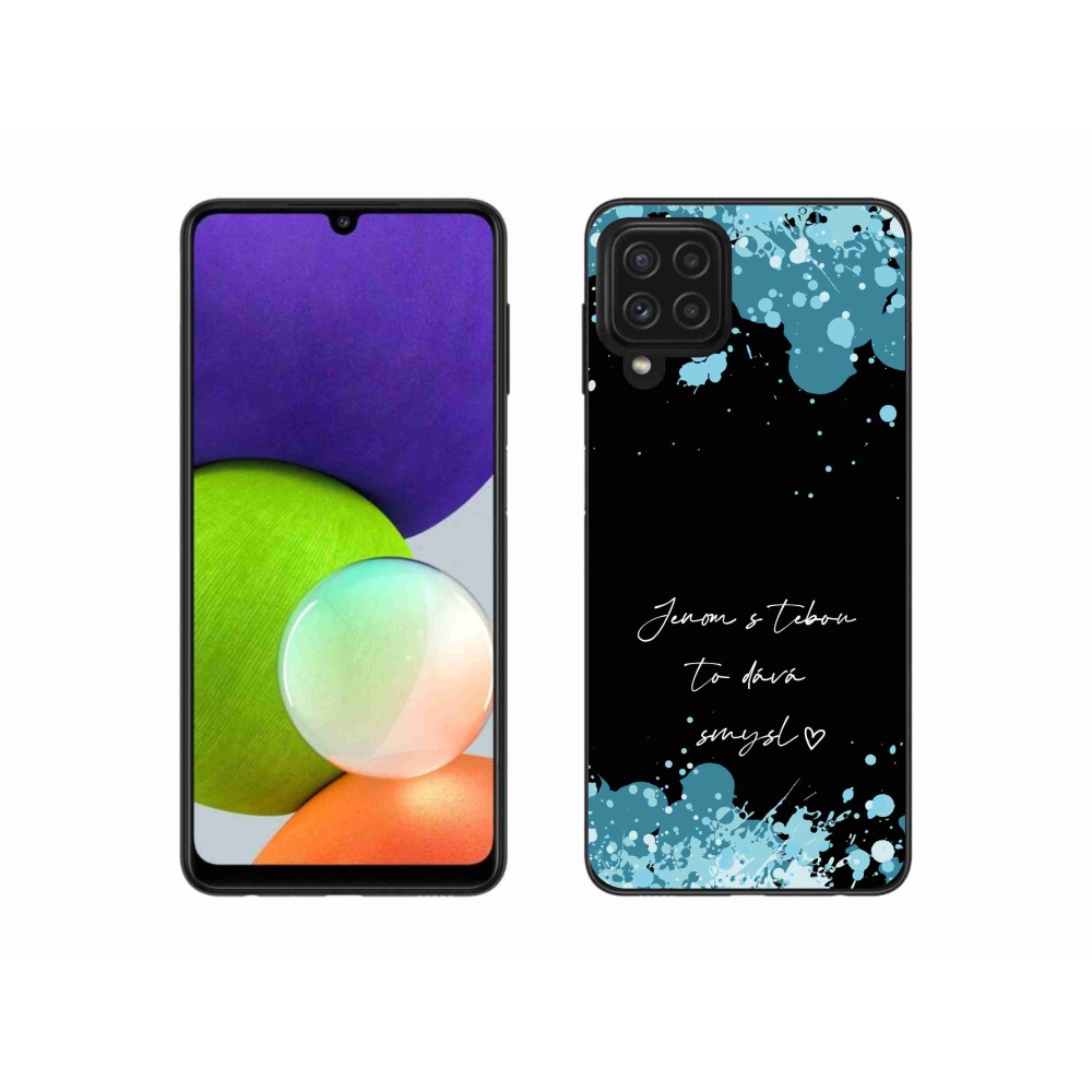 Gél borító mmCase Samsung Galaxy A22 4G - szöveg szerelemben fekete háttérrel