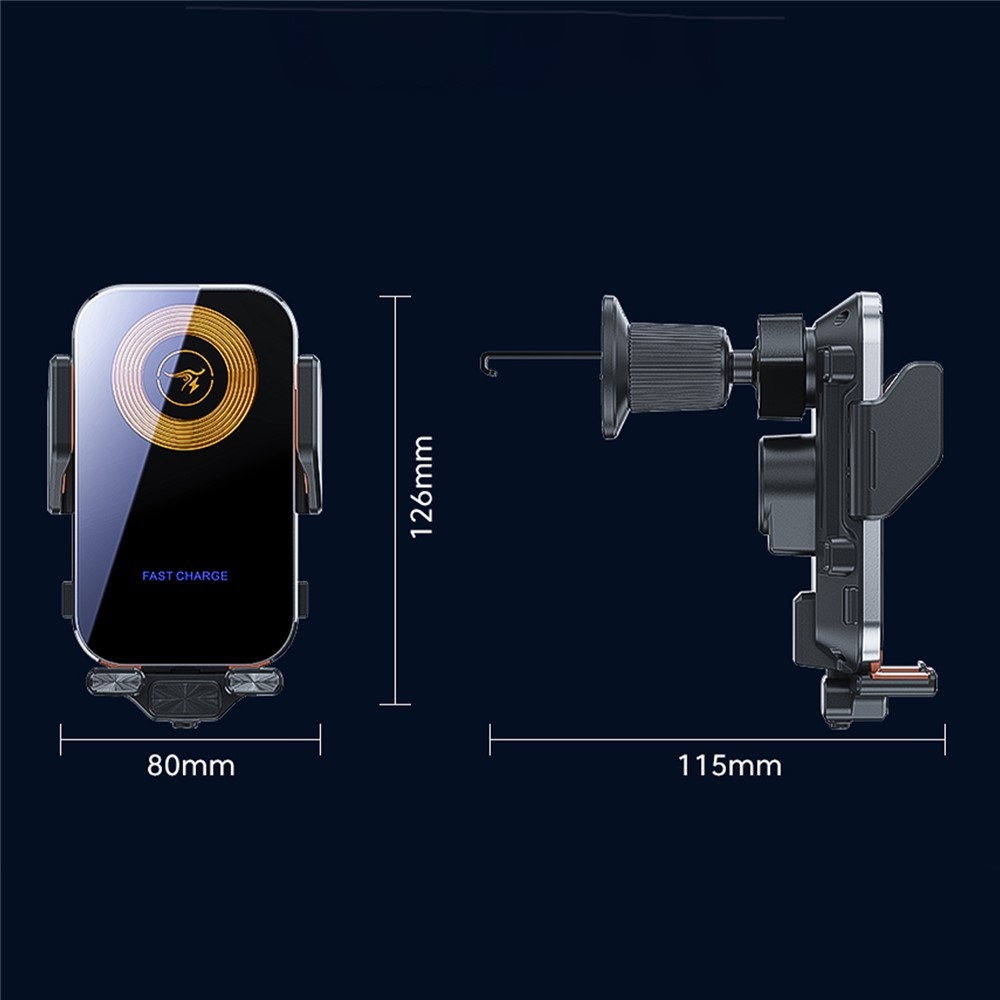 X15 vezeték nélküli autós töltő szellőzőnyílással rögzíthető 15 W - ezüst