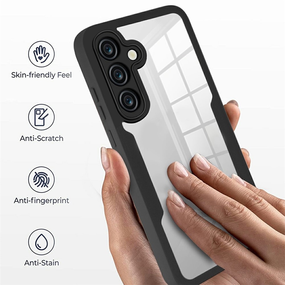 Akril zselés tok Samsung Galaxy S25 FE képernyővédő keretével - fekete