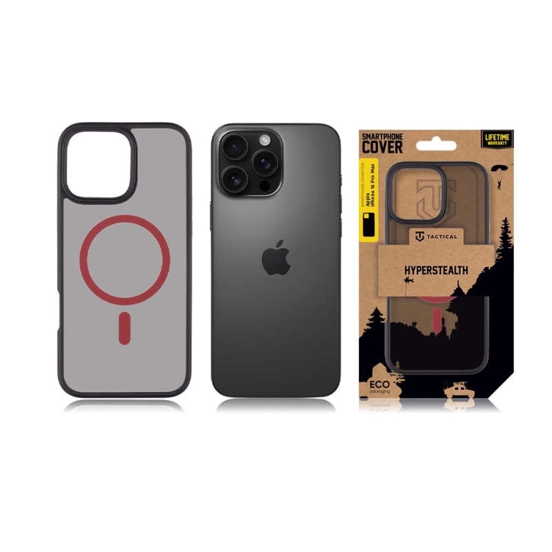 Taktikai MagForce Hyperstealth 2.0 borító iPhone 16 Pro Max fekete/piros színű készülékhez
