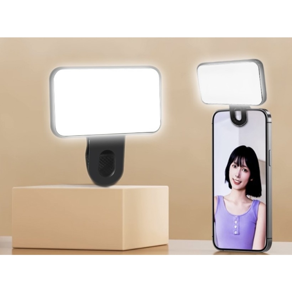 Mini LED mobiltelefon-világítás csíptetővel, 24 LED-del - fekete