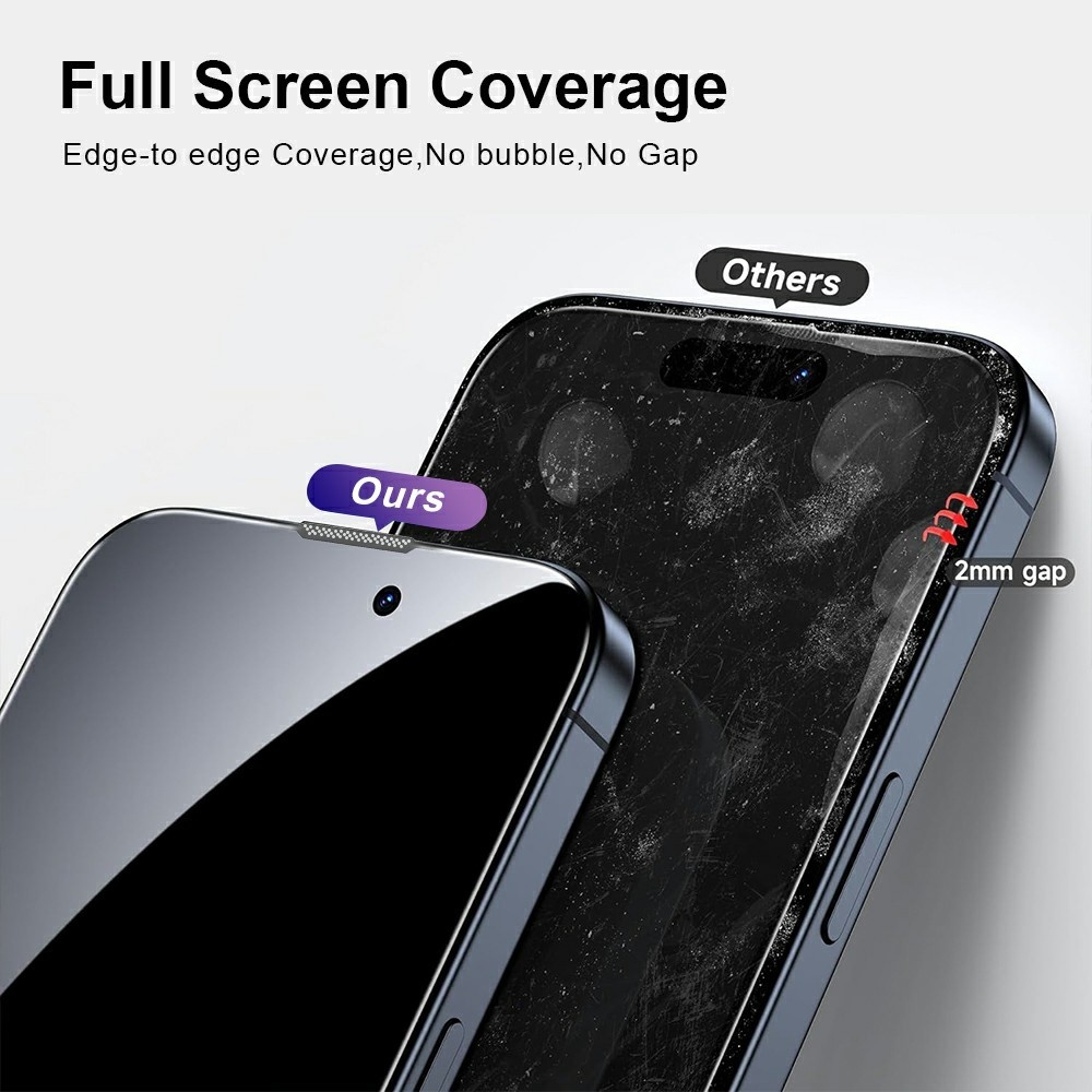 YONG teljes felületű edzett üveg az iPhone 18 Pro Max/17 Pro Max okostelefonhoz, felszerelési kerettel