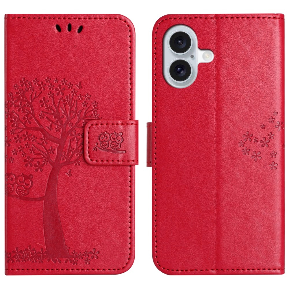 Fa könyv tok iPhone 16-hoz - piros