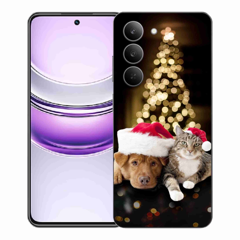 Gél borító mmCase a Realme 14x 5G-hez - Karácsonyi kutya és macska