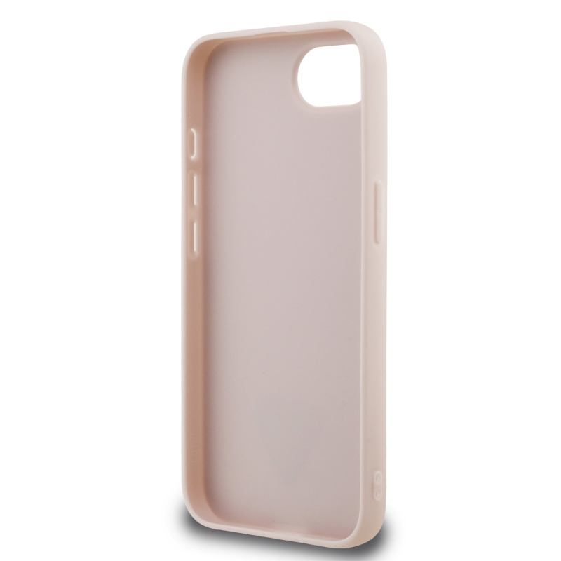 Guess PU 4G Strass háromszög fém logó hátlap iPhone 16e rózsaszínűre