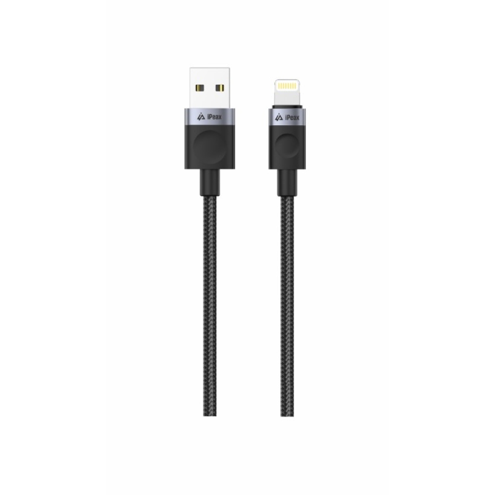 iPEAX Textil kábel USB-A / villám 1,5 m, USB 2.0 - fekete