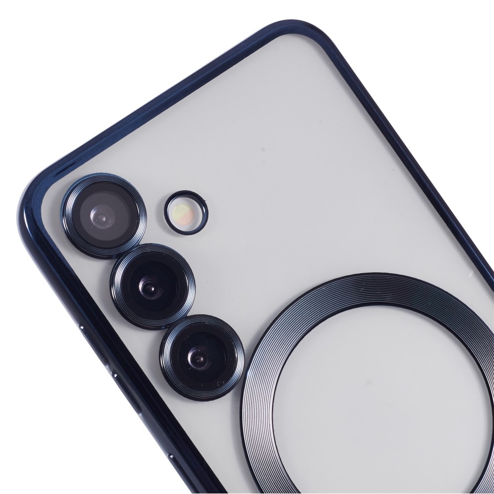 Átlátszó tok kameravédelemmel és MagSafe támogatással Samsung Galaxy S25+ készülékhez - sötétkék