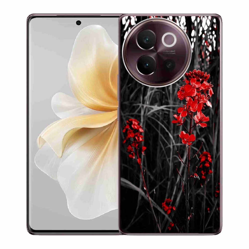 Gél borító mmCase a Vivo V40 Lite 5G - piros növényen