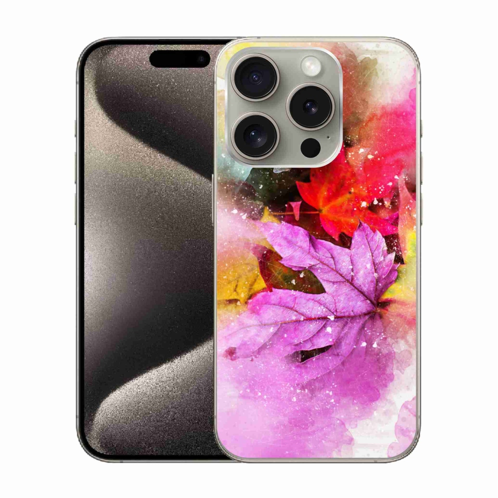 Zselés borítás mmCase iPhone 15 Pro készülékhez - színes levelek