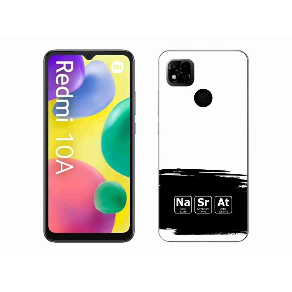 Gél borító mmCase a Xiaomi Redmi 10A - kémiai elemek fekete és fehér háttérrel