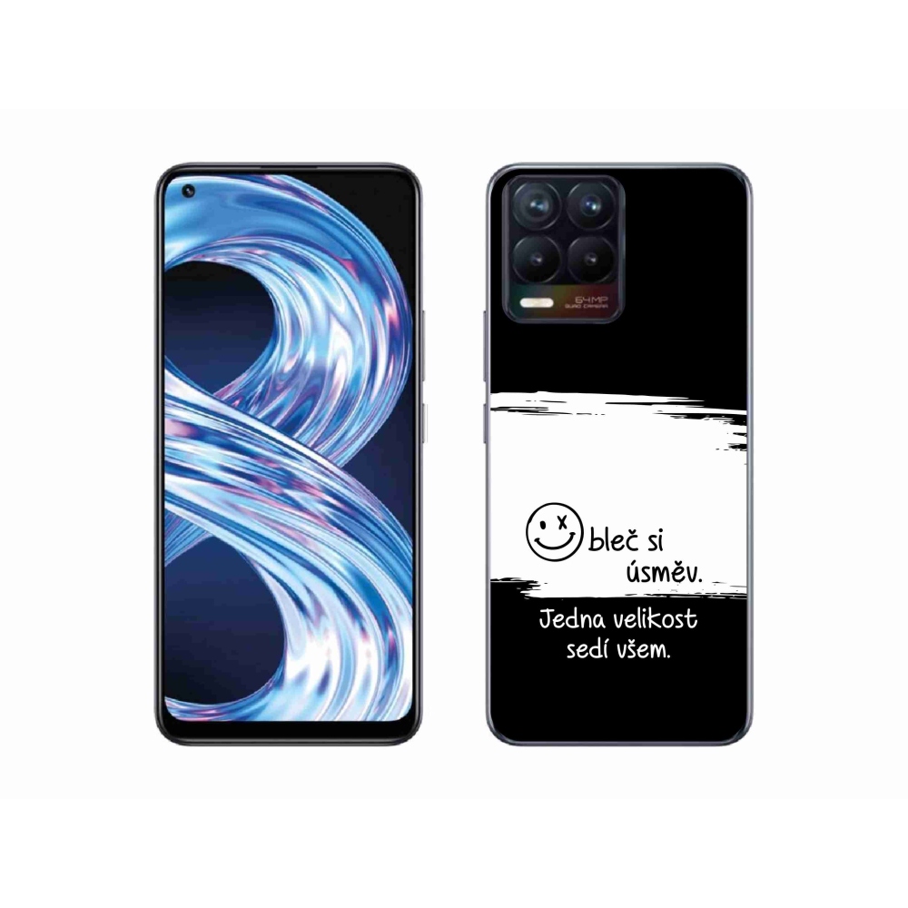 Gél borító mmCase a Realme 8 4G-n - vicces szöveg 8 fehér és fekete háttérrel