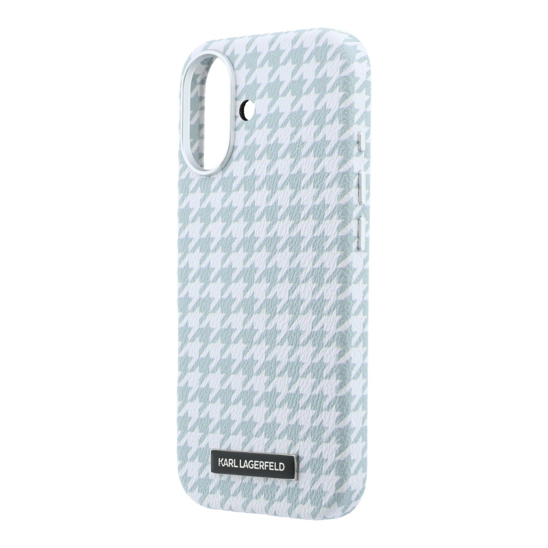 Karl Lagerfeld PU Houndstooth gyantalemez MagSafe hátlapi borító iPhone 17 kékhez