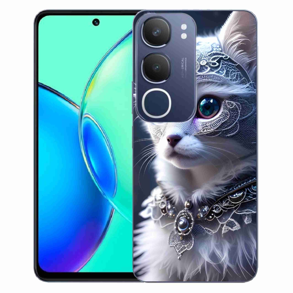 Zselés borítás mmCase a Vivo Y19s készülékhez - fehér macska