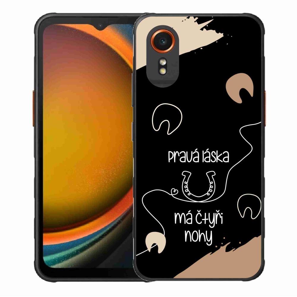 Gél borítás mmCase Samsung Galaxy Xcover 7 - ló motívum fekete háttérrel