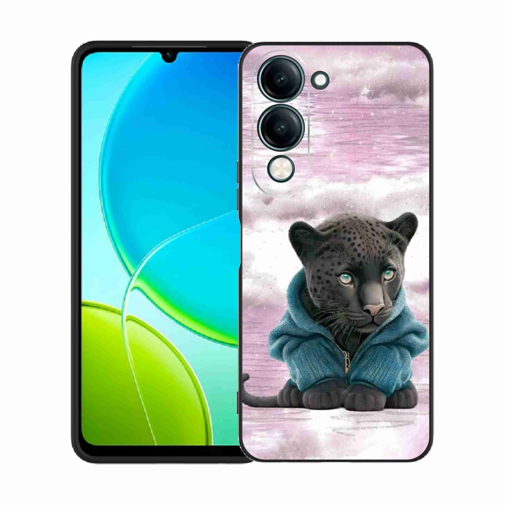 Gél borítás mmCase a Vivo Y29s 5G-hez - fekete párduc pulóverben
