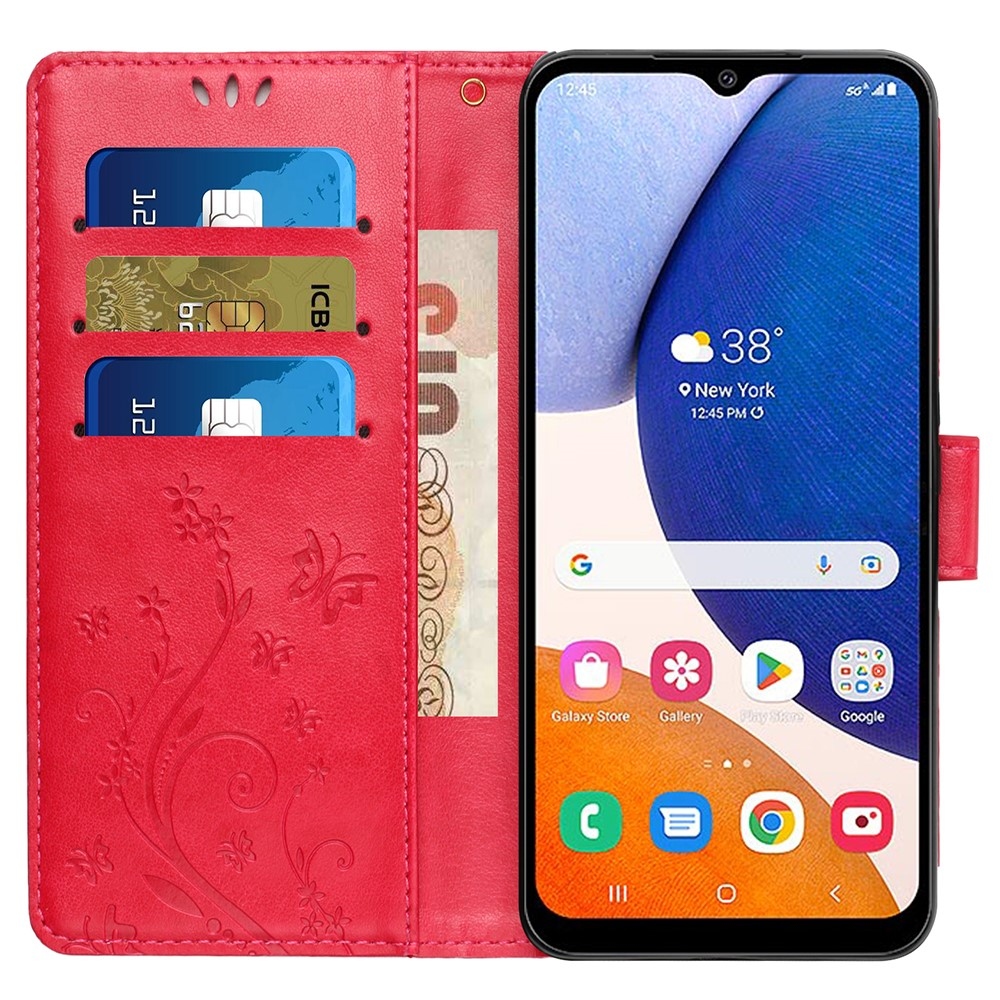 Virágok könyv tok Samsung Galaxy S23 FE készülékhez - piros