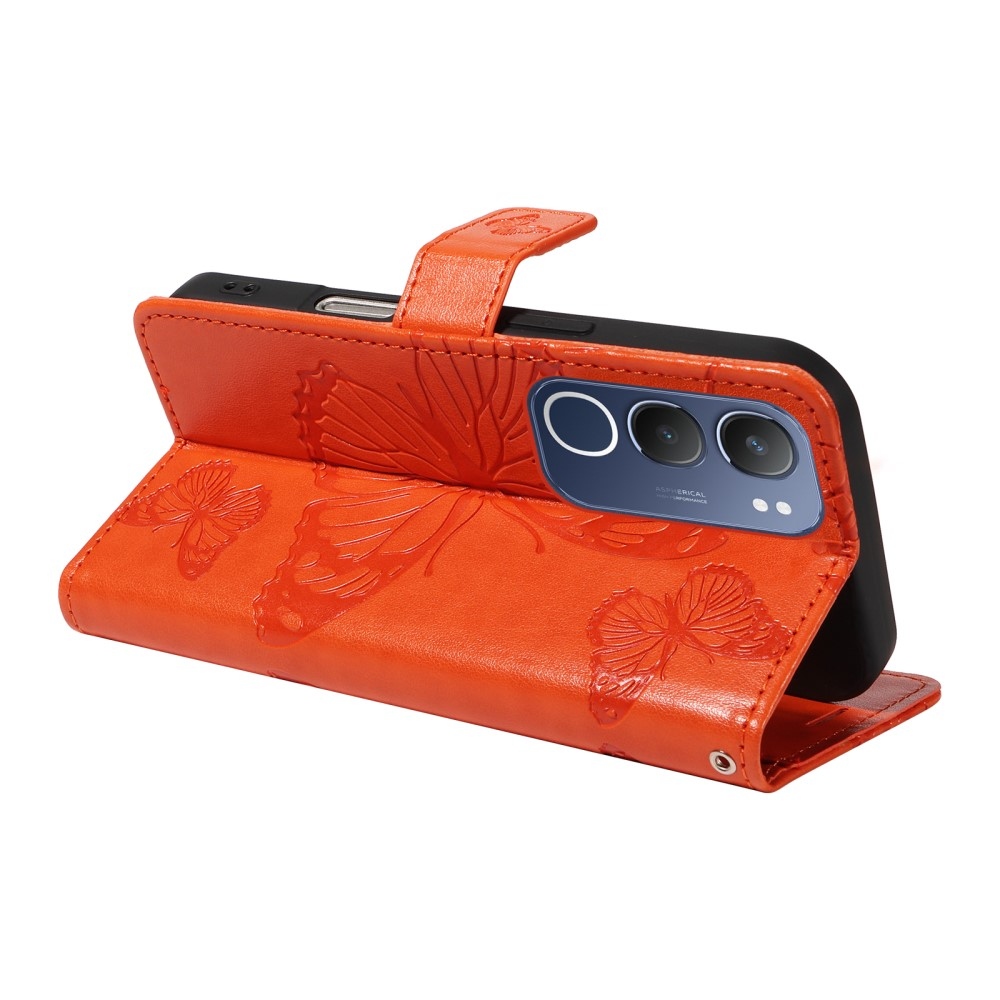 Nagy pillangó könyvtáska Vivo Y19s készülékhez - narancssárga