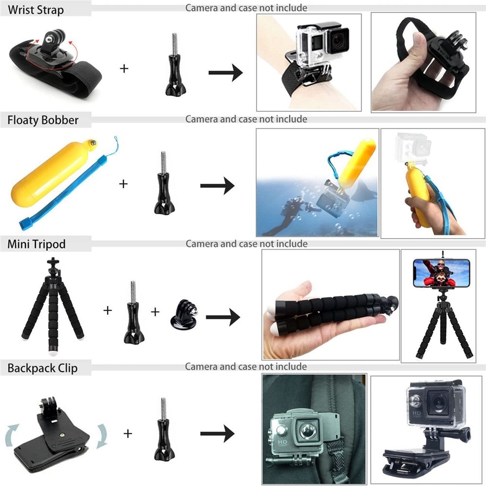 55 az 1-ben tartozékkészlet vízálló tokkal DJI Osmo Action 5 Pro, 4 és 3 kamerákhoz