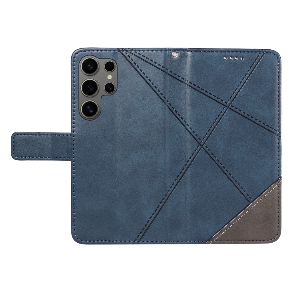 Vonalas könyv tok Samsung Galaxy S25 Ultra - kék