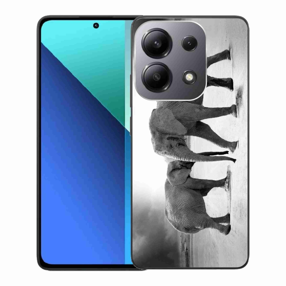 Gél borítás mmCase a Xiaomi Redmi Note 13-hoz - fekete és fehér elefántok