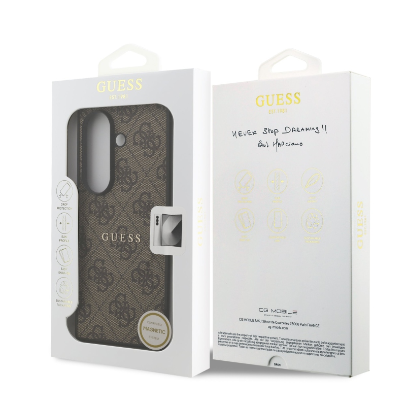 Guess PU bőr 4G színes gyűrűs mágneses hátlap Samsung Galaxy Z Fold 7 barna barna